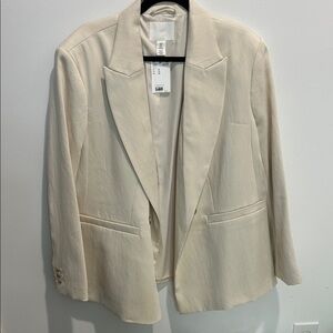 H&M Cream Open-Front Tailored Blazer